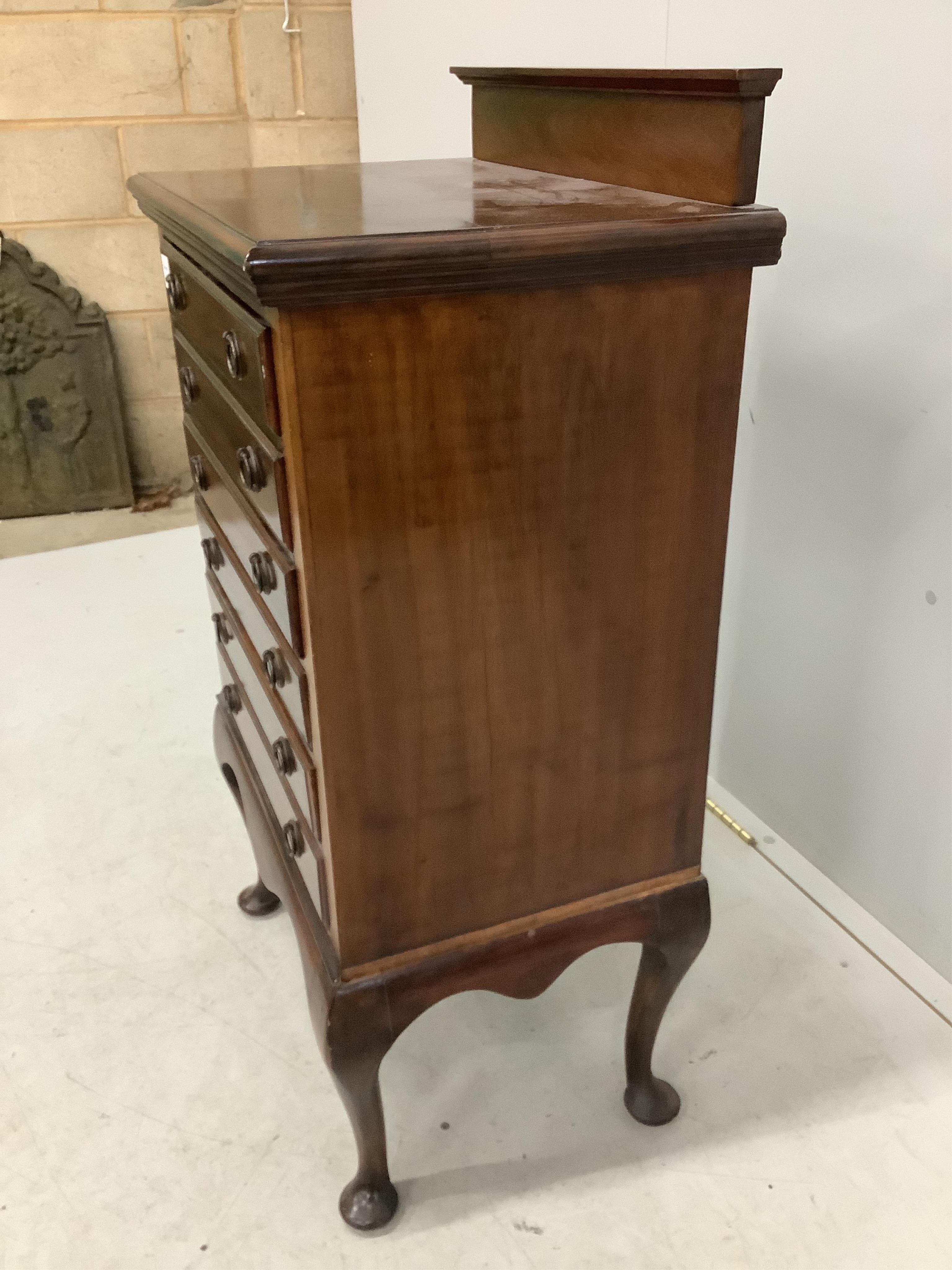 An early 20th century mahogany sheet music cabinet, fitted six drop front drawers, width 56cm, depth 39cm, height 100cm. Condition - fair